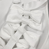 SUPER WHOLESALE |Large Bow Fitted Dress in White