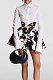 SUPER WHOLESALE | Tulip Waistline Rose Metal Button Printed Mini Skirt Set