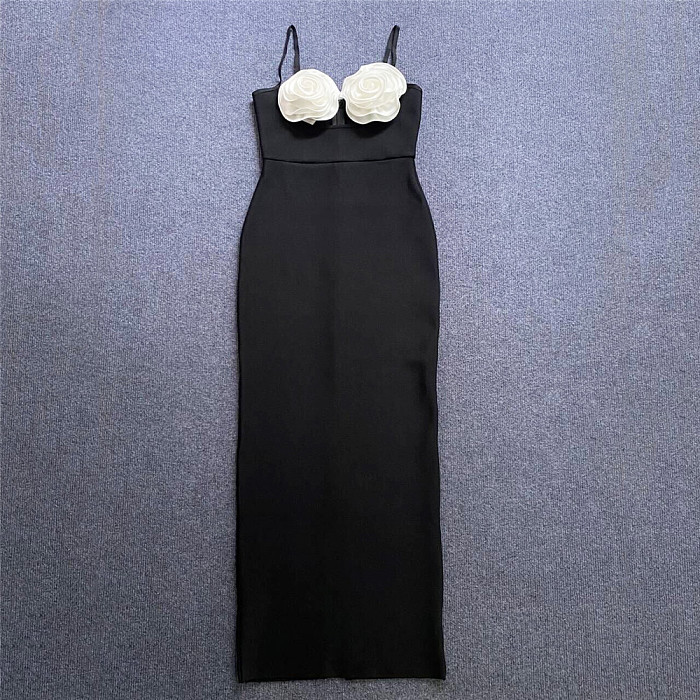 SUPER WHOLESALE | 3D Flower Fitted High-Waist Slimming Bandage Dress in White