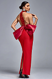 SUPER WHOLESALE |Large Bow Fitted Dress in Red