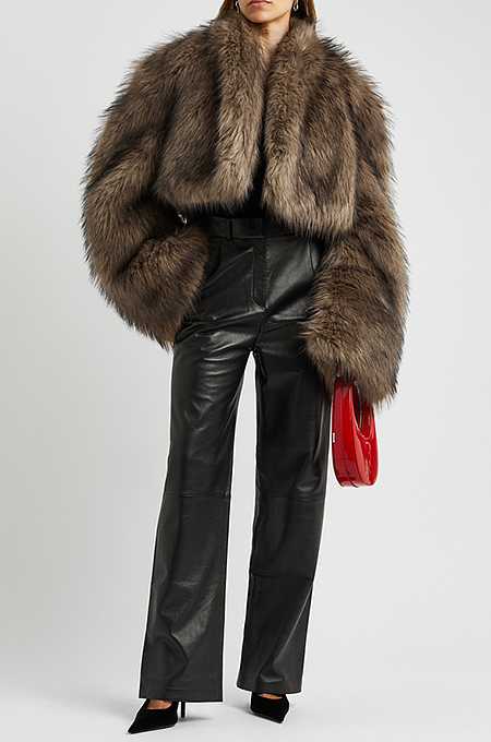 SUPER WHOLESALE | Faux Mink Fur Short Coat in Coffee