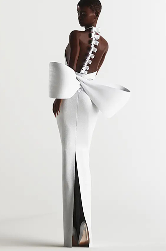 SUPER WHOLESALE |Large Bow Fitted Dress in White
