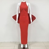 SUPER WHOLESALE |Large Bow Fitted Dress in Red