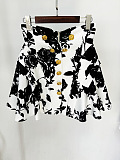 SUPER WHOLESALE | Tulip Waistline Rose Metal Button Printed Mini Skirt Set