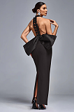 SUPER WHOLESALE |Large Bow Fitted Dress in Black