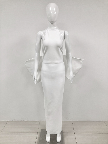 SUPER WHOLESALE |Large Bow Fitted Dress in White