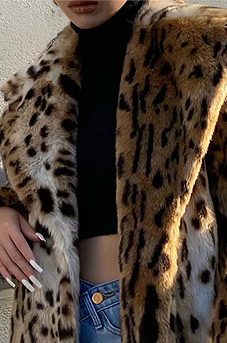 SUPER WHOLESALE |Leopard Print Faux Fur Coat