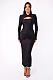SUPER WHOLESALE | Fitted Pleated Hollow Long Sleeve Dress in Black