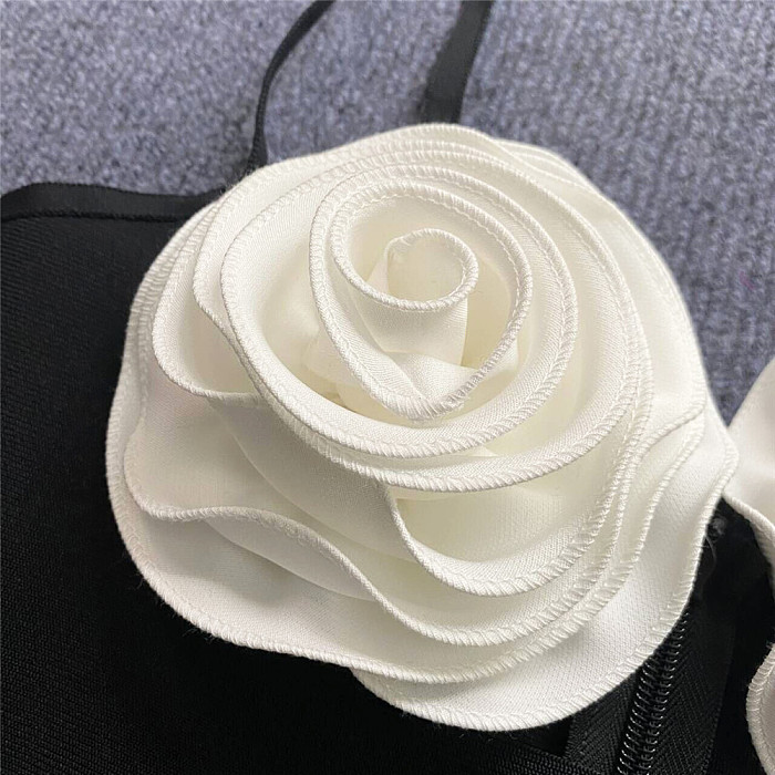 SUPER WHOLESALE | 3D Flower Fitted High-Waist Slimming Bandage Dress in White