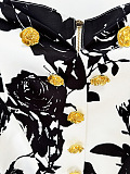 SUPER WHOLESALE | Tulip Waistline Rose Metal Button Printed Mini Skirt Set