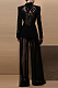 SUPER WHOLESALE | Mesh Spliced Beaded Suit Jacket with Chiffon Pants