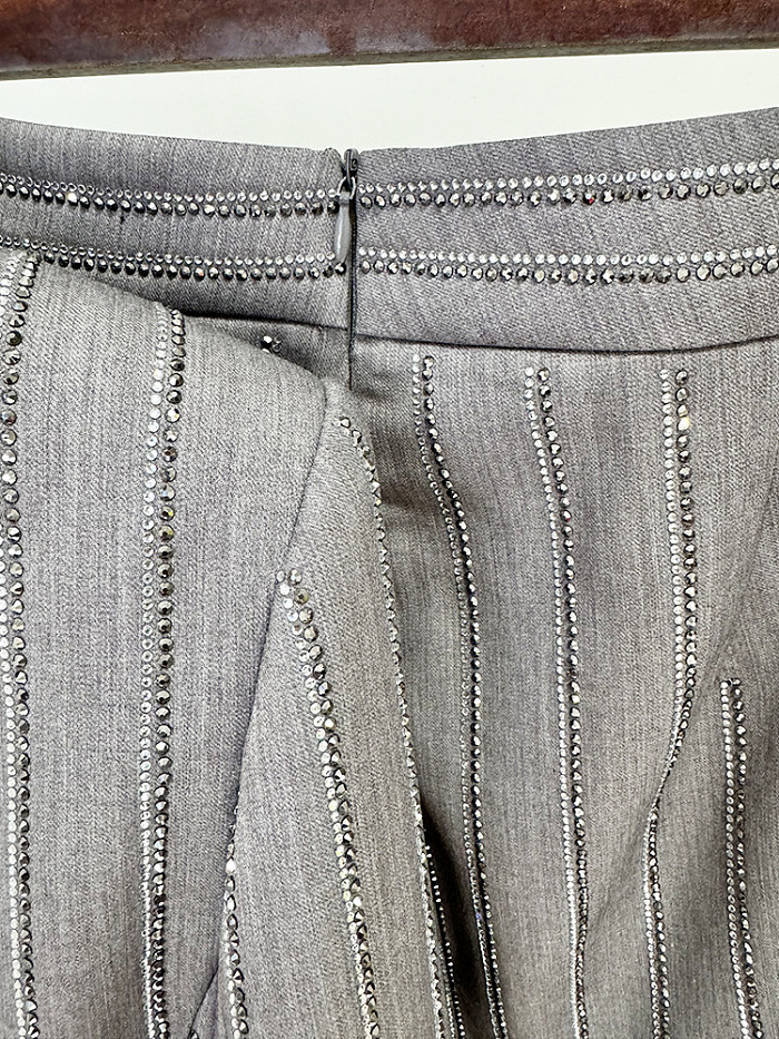 Rhinestone Double-Breasted Suit with Long Pants Set