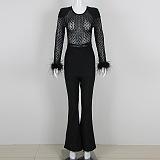 SUPER WHOLESALE | Lace Sequin Feather Bandage Jumpsuit for Women
