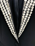SUPER WHOLESALE | Rhinestone and Bead Embellished Single-Breasted Fitted Suit Jacket