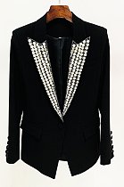 SUPER WHOLESALE | Rhinestone and Bead Embellished Single-Breasted Fitted Suit Jacket