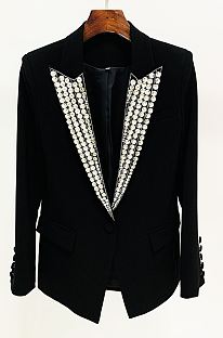 SUPER WHOLESALE | Rhinestone and Bead Embellished Single-Breasted Fitted Suit Jacket