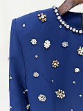 SUPER WHOLESALE | Embroidered Suit Jacket with Straight-Leg Pants Set-Blue
