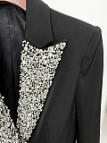 SUPER WHOLESALE | Rhinestone-Embellished Fitted Mid-Length Suit Jacket