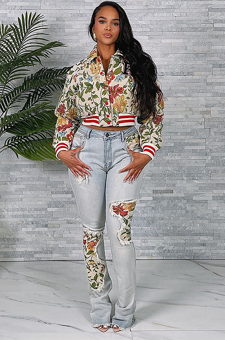 SUPER WHOLESALE | Long Sleeve Square Neck Cropped Jacket