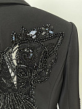 SUPER WHOLESALE | Mesh Spliced Beaded Suit Jacket with Chiffon Pants