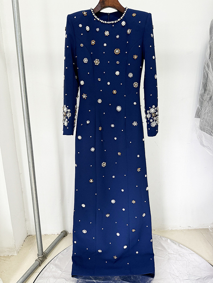 SUPER WHOLESALE | Embroidered Suit Jacket with Straight-Leg Pants Set-Blue