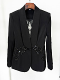 SUPER WHOLESALE | Mesh Spliced Beaded Suit Jacket with Chiffon Pants