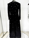 Elegant Long Dress With Sparkling Embellishments - Black