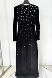 Elegant Long Dress With Sparkling Embellishments - Black