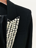 SUPER WHOLESALE | Rhinestone and Bead Embellished Single-Breasted Fitted Suit Jacket