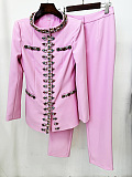 SUPER WHOLESALE | Pearl-Embellished Rhinestone Jacket with Skinny Pants Set