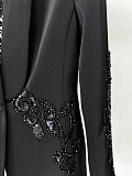 SUPER WHOLESALE | Mesh Spliced Beaded Suit Jacket with Chiffon Pants