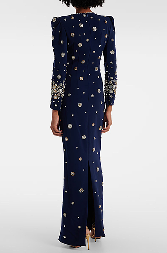 SUPER WHOLESALE | Embroidered Suit Jacket with Straight-Leg Pants Set-Blue
