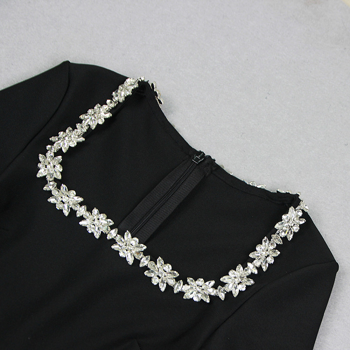 SUPER WHOLESALE | Rhinestone Hollow High-Waist Fitted Solid Color Jumpsuit
