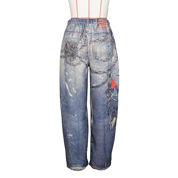 SUPER WHOLESALE | 3D Print Wide-Leg Curved Pants for Women