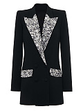 SUPER WHOLESALE | Rhinestone-Embellished Fitted Mid-Length Suit Jacket