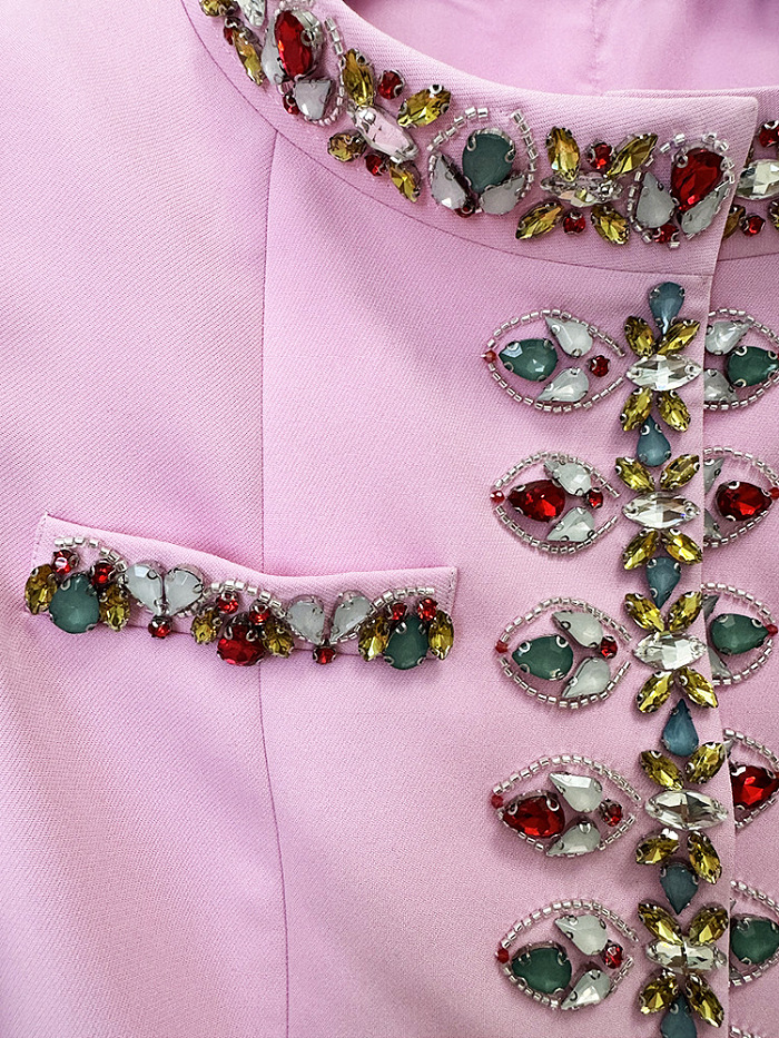 SUPER WHOLESALE | Pearl-Embellished Rhinestone Jacket with Skinny Pants Set