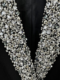 SUPER WHOLESALE | Rhinestone-Embellished Fitted Mid-Length Suit Jacket
