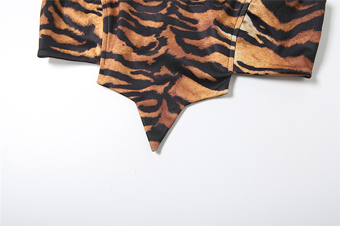 SUPER WHOLESALE | Tiger Print Halter Short Skirt Two-Piece Set