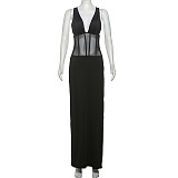 SUPER WHOLESALE | Backless Sheer High-Waisted Fitted Split Dress