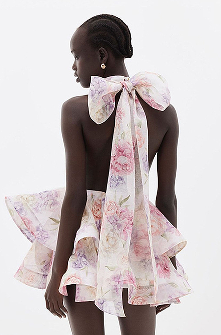 SUPER WHOLESALE | Printed Short Skirt Backless Halter Fitted Dress
