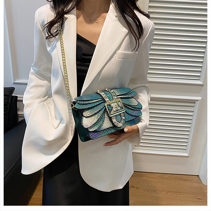 SUPER WHOLESALE | Vintage Chain Strap Snake Print Shoulder Crossbody Bag