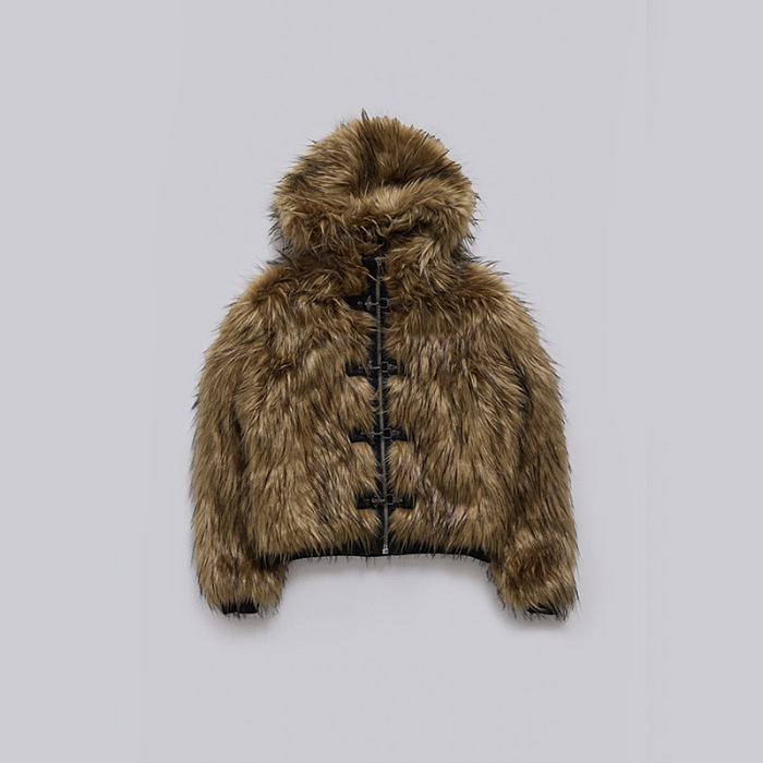 SUPER WHOLESALE | Short Faux Fur Hooded Coat