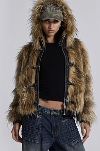 SUPER WHOLESALE | Short Faux Fur Hooded Coat