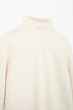 SUPER WHOLESALE | Color-Block Stand Collar Resin Zipper Faux Shearling Warm Jacket