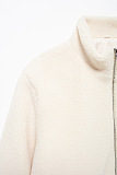 SUPER WHOLESALE | Color-Block Stand Collar Resin Zipper Faux Shearling Warm Jacket