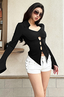 SUPER WHOLESALE | Bell Sleeve Asymmetrical Top