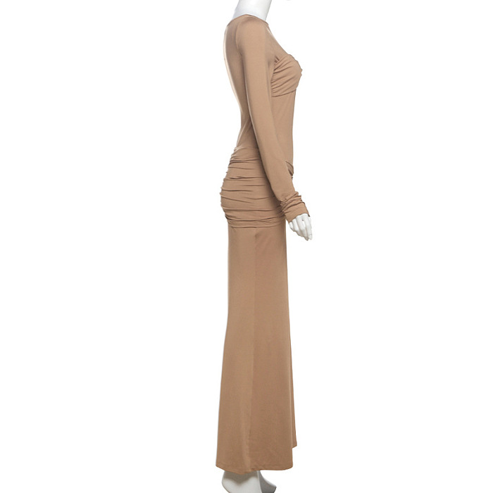 SUPER WHOLESALE | Fitted Ruched Pencil Skirt Fashion Solid Dress