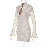 SUPER WHOLESALE | Lace Cutout Bodycon Bell Sleeve Dress