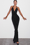 SUPER WHOLESALE | V-Neck Backless Tie Fitted Pleated Dress