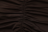 SUPER WHOLESALE | Crop Top Fitted Pleated Skirt Set in Coffee